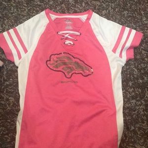 Juniors pink Bronco shirt